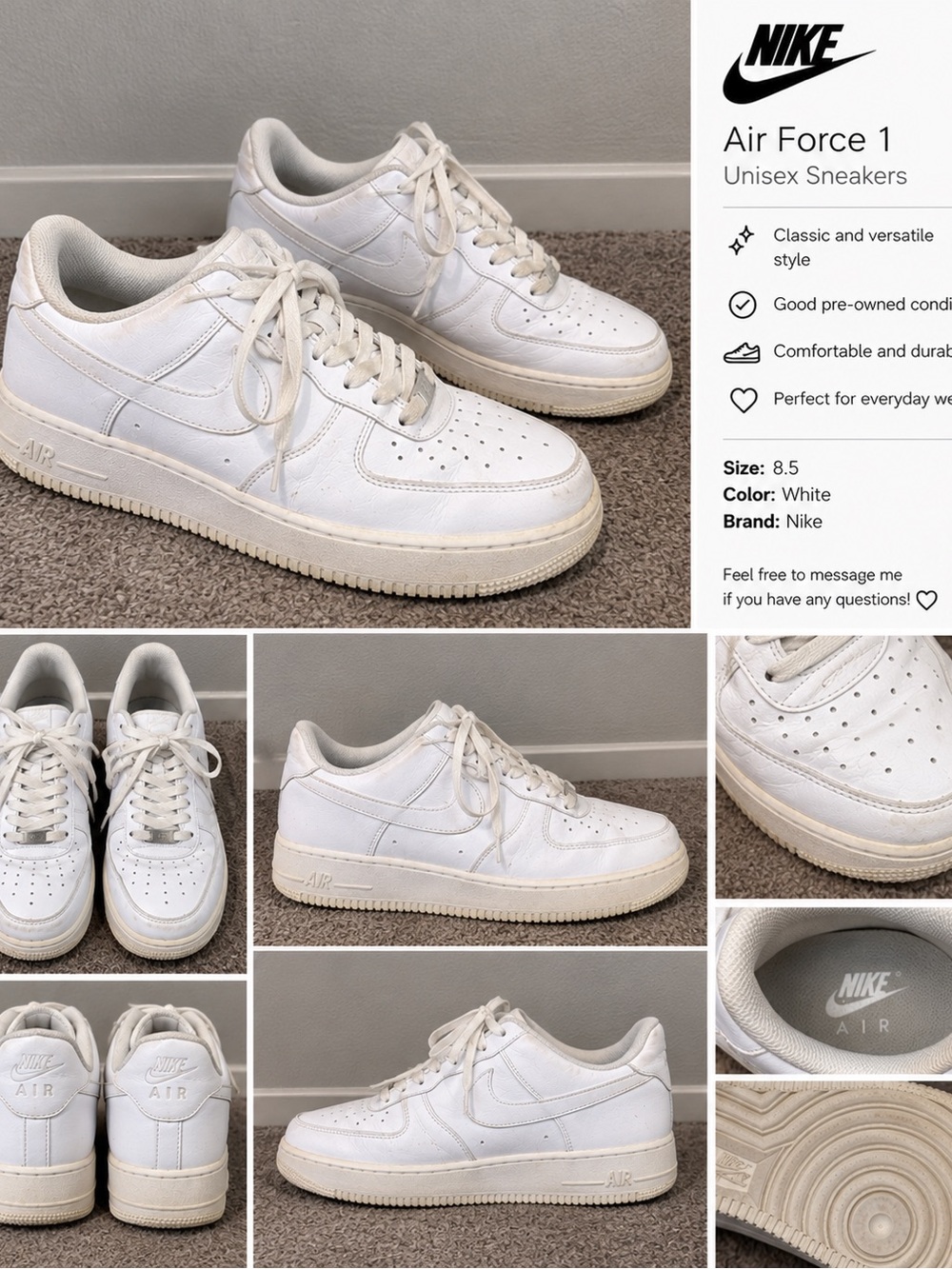 Nike Air Force 1 Low-Top Women's Sneakers in White